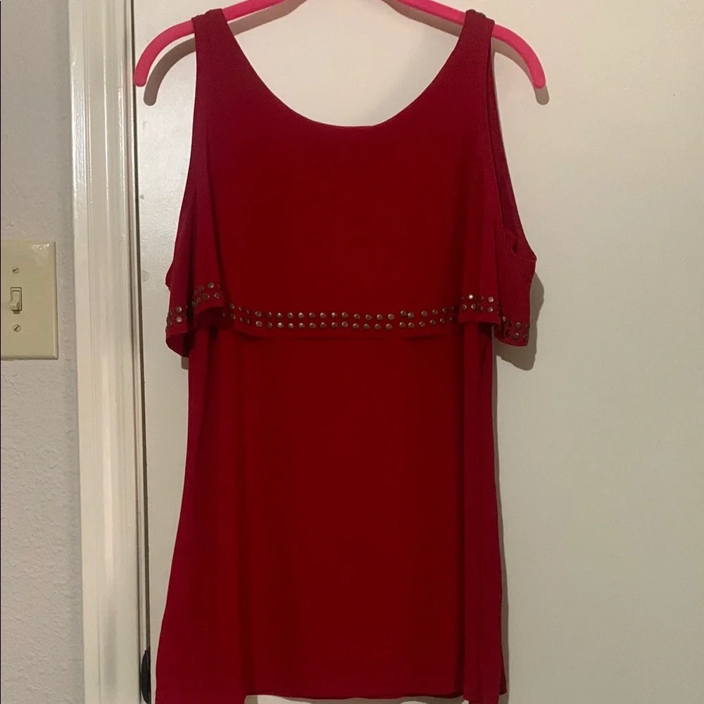 Antthony Red Cold Shoulder Top (S) - Picture 7 of 10
